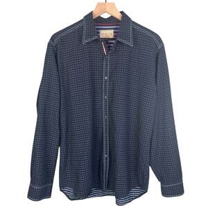 Vintage ITALIA Men Shift Button-Up Causal‎ Pattern Detail Business Office